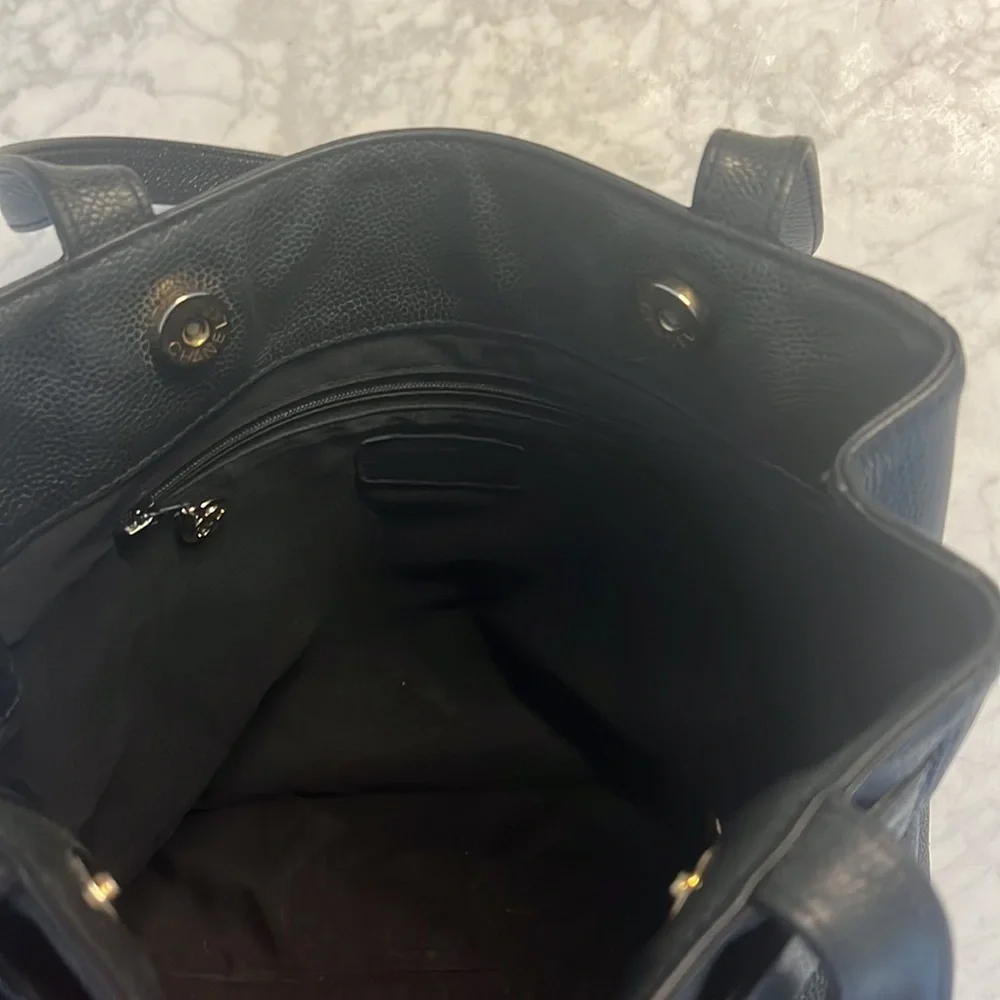 CHANEL Coco Mark Black Caviar Leather Tote Shoulder Bag